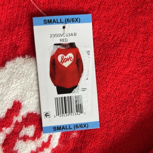 Girl's Vince Camuto Love Heart Valentine's Day Red and White Sweater -NWT - Picture 4 of 8